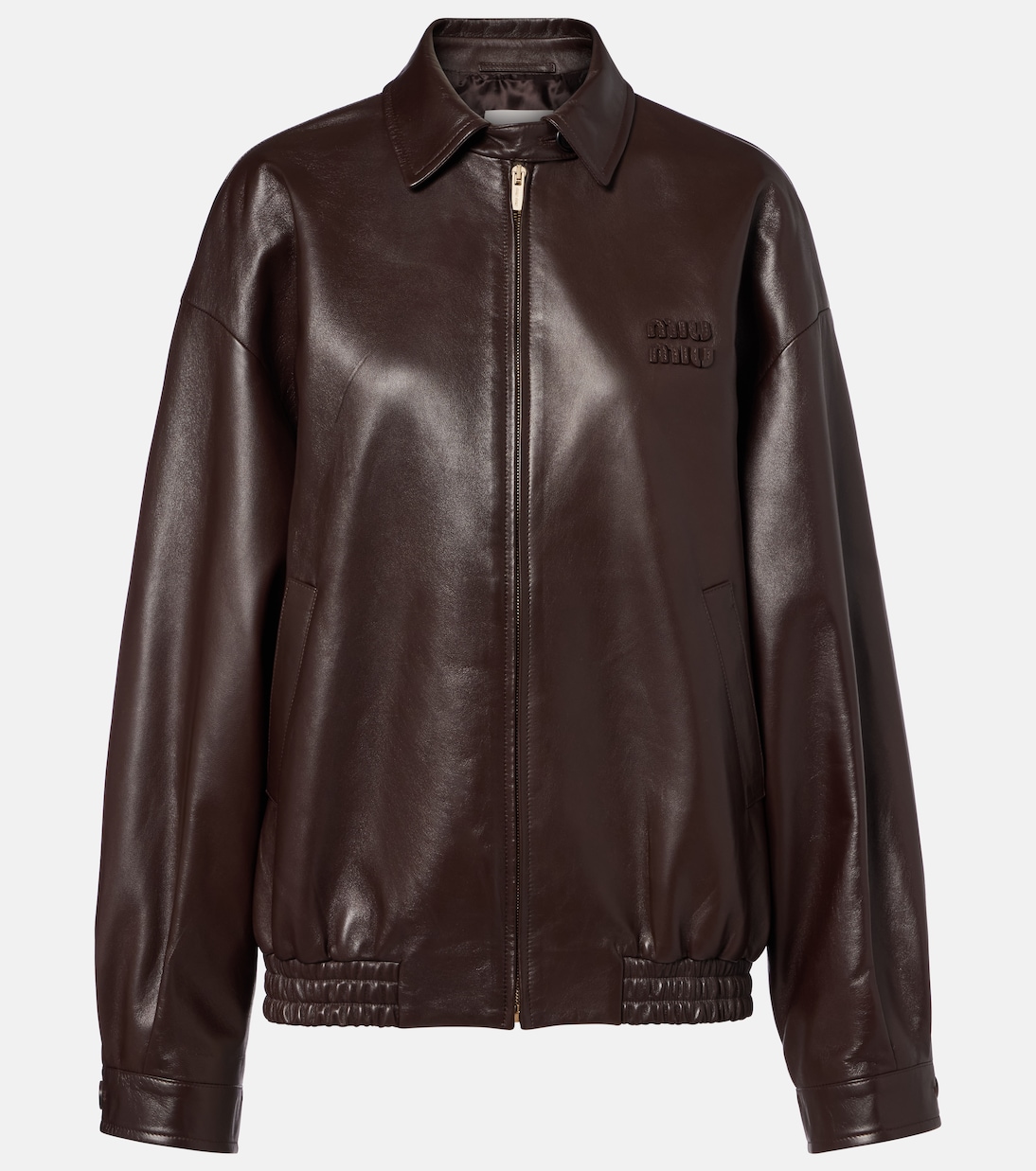 Logo leather jacket | Miu Miu