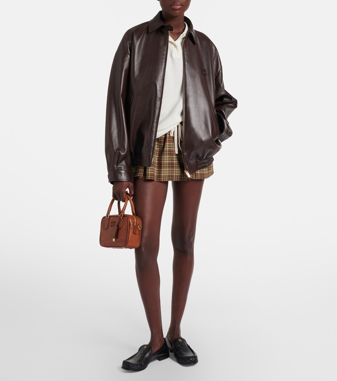 Logo leather jacket | Miu Miu