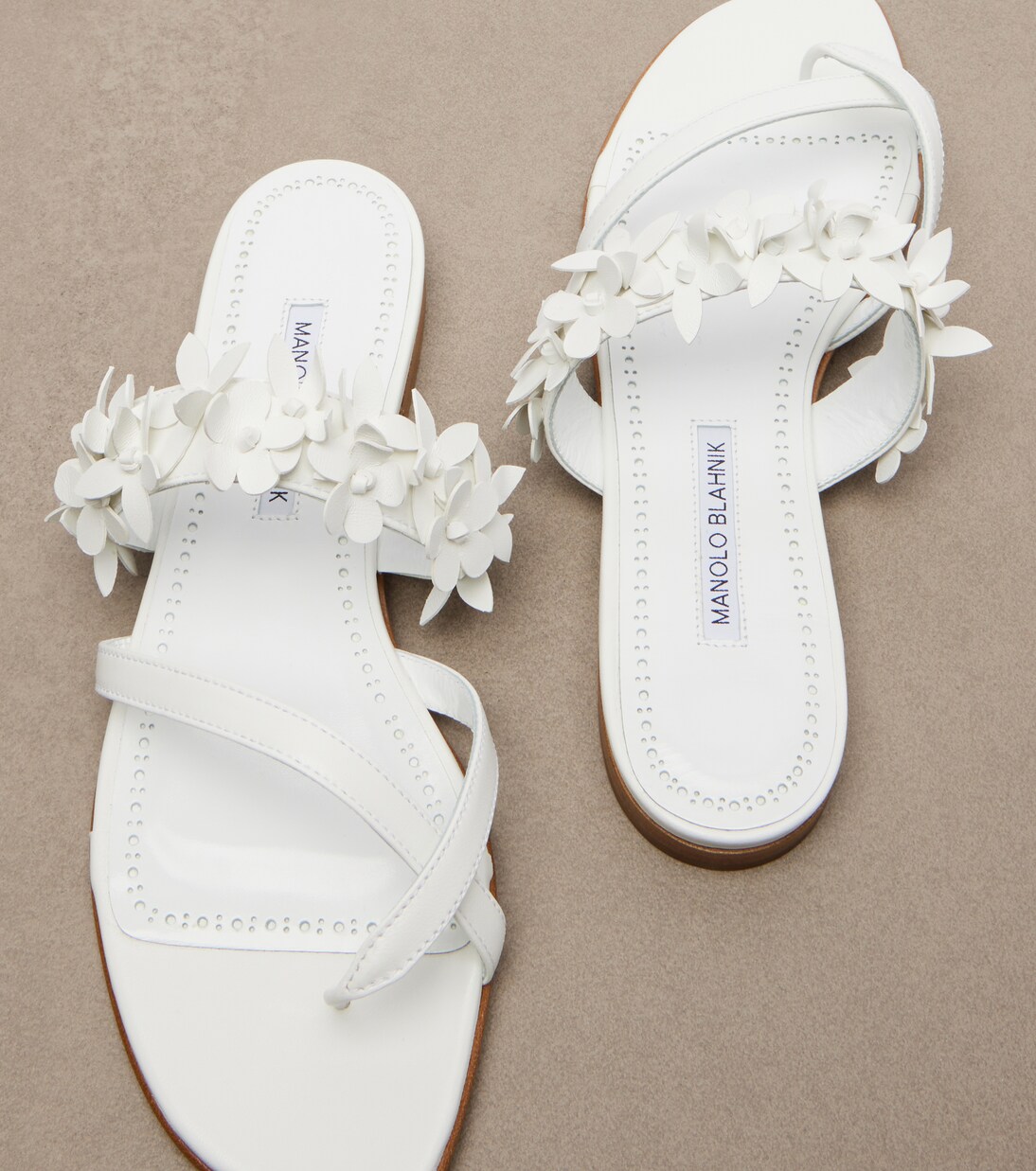 Fiosa appliqué leather thong sandals | Manolo Blahnik