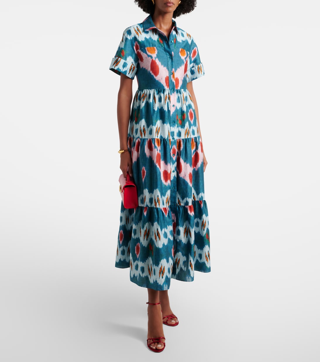 Printed tiered cotton shirt dress | Erdem