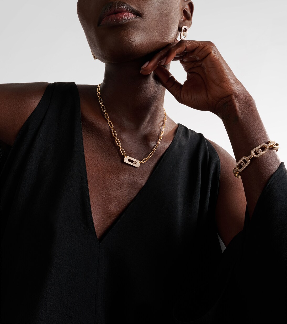 Collar de cadena Move Link de oro de 18 ct con diamantes | Messika