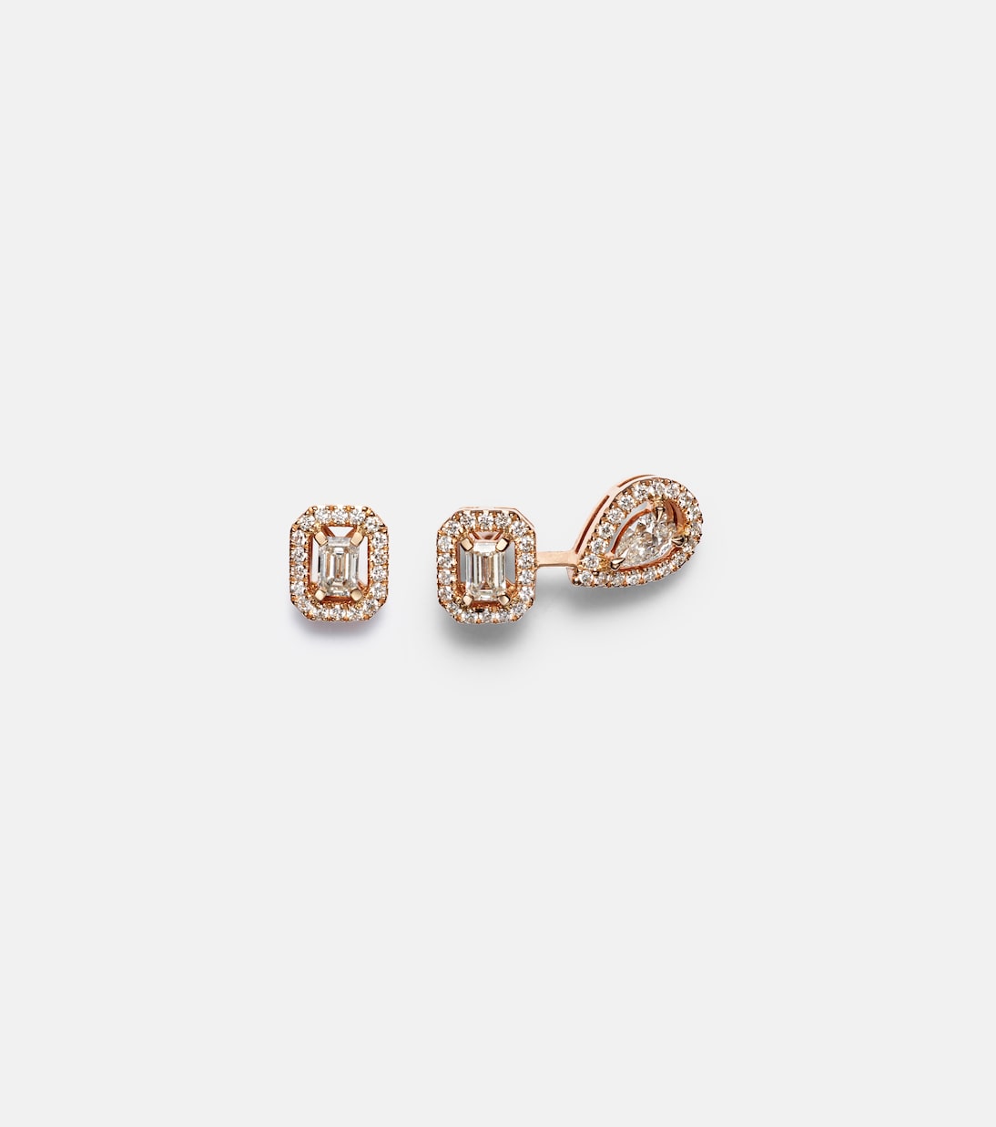 Pendientes My Twin 1+2 de oro rosa de 18 ct con diamantes | Messika