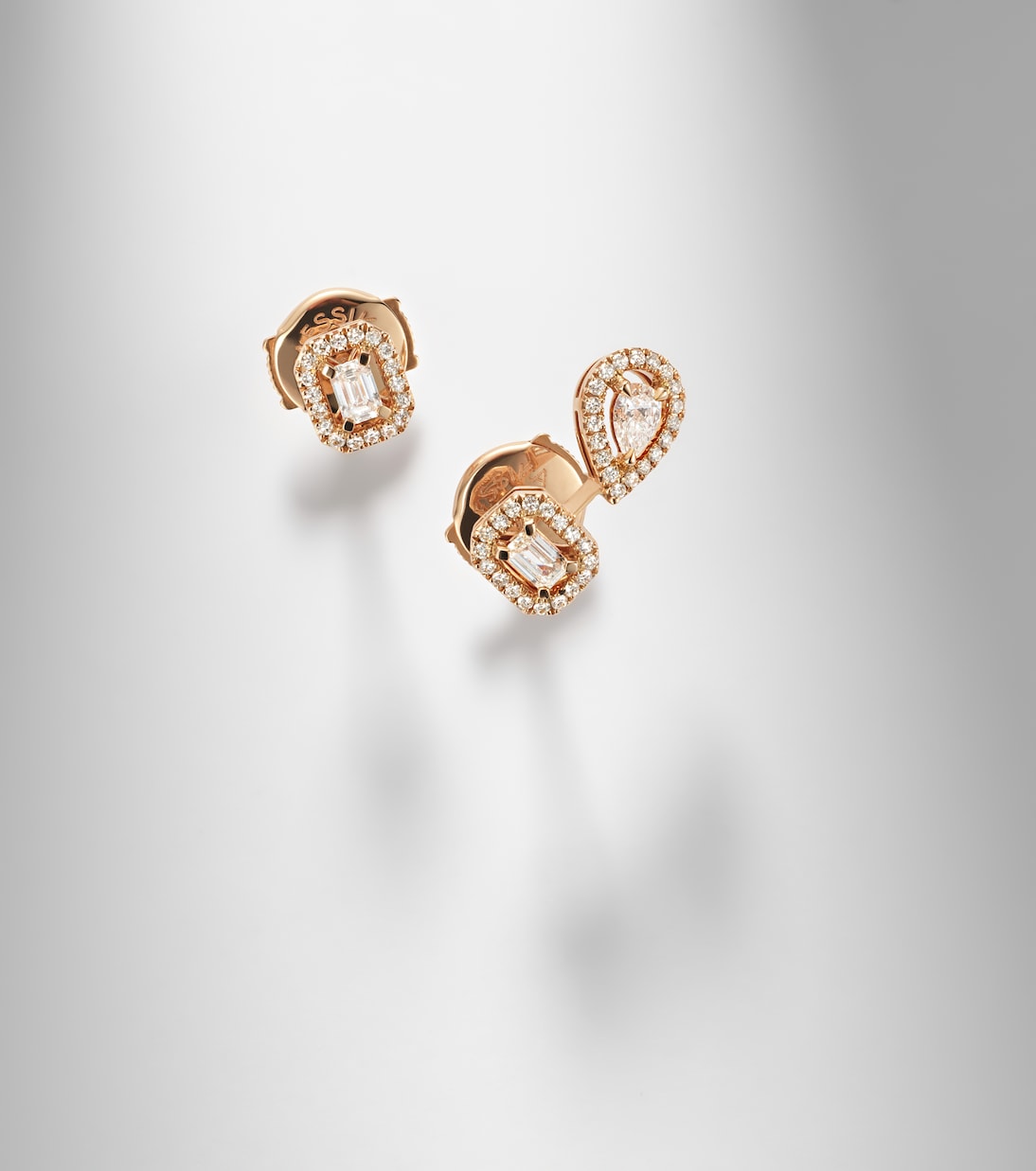 Pendientes My Twin 1+2 de oro rosa de 18 ct con diamantes | Messika