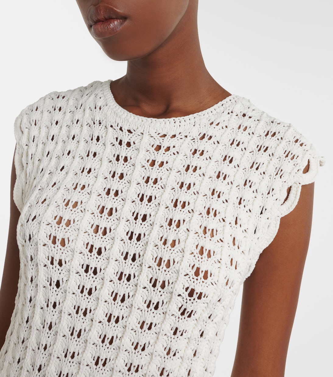 Malena asymmetric scalloped crochet midi dress | Loulou de Saison