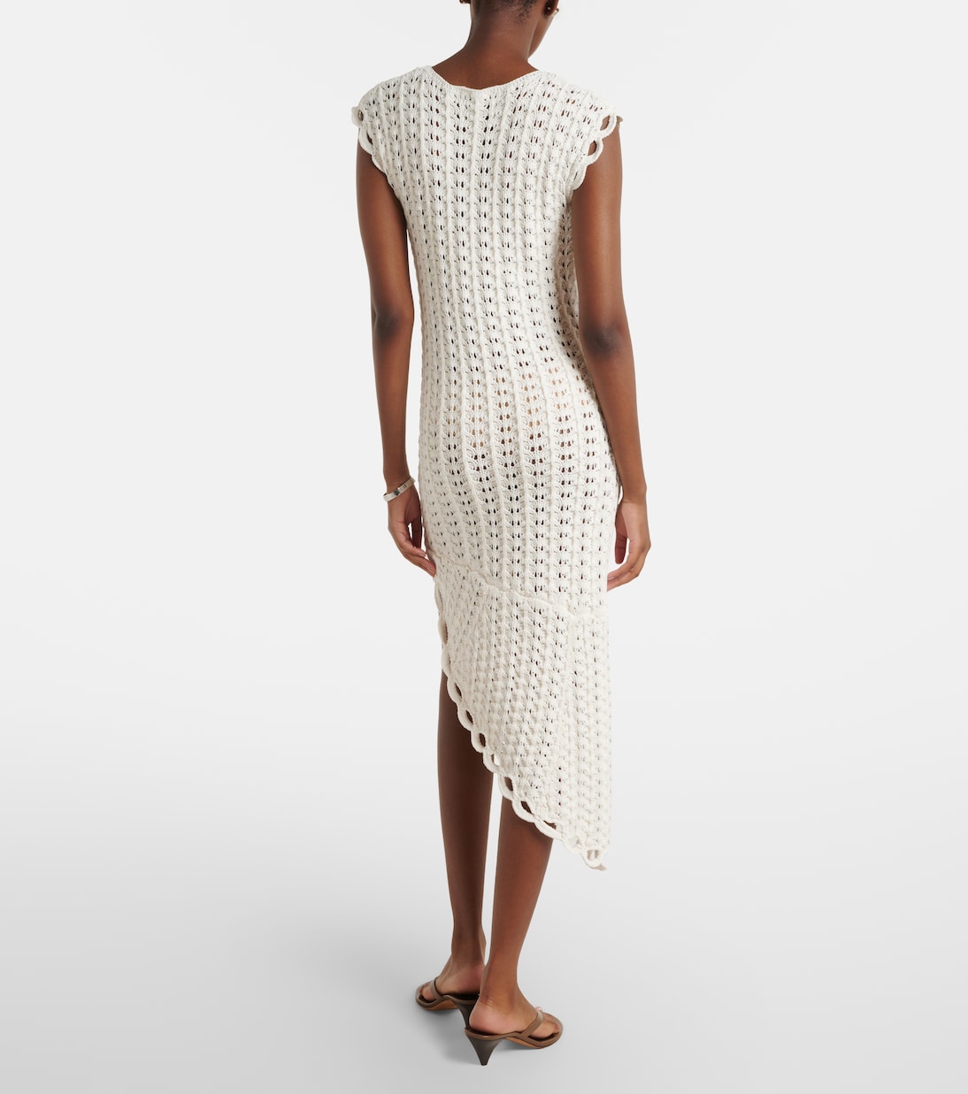 Malena asymmetric scalloped crochet midi dress | Loulou de Saison