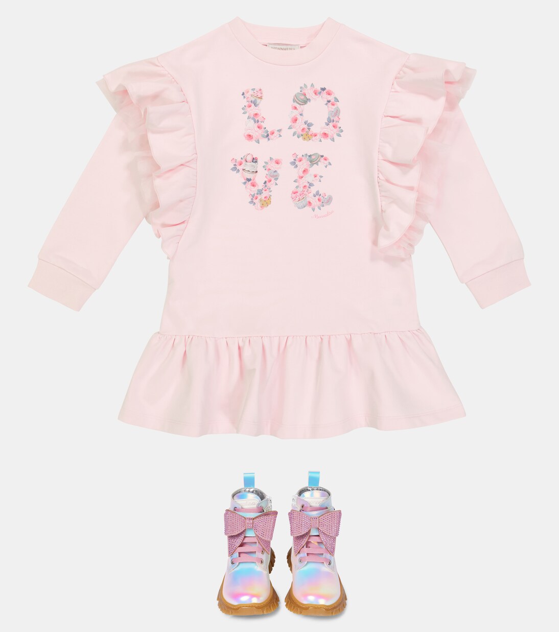 Printed stretch-cotton dress | Monnalisa