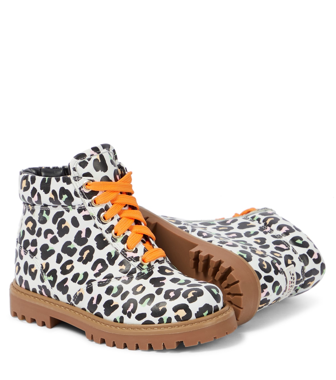 Tia leopard-print leather combat boots | Sophia Webster Mini