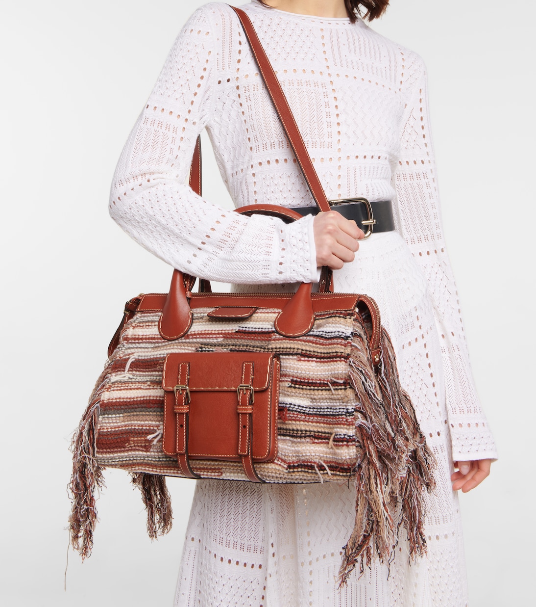 Borsa Edith Medium in cashmere e pelle | Chloé