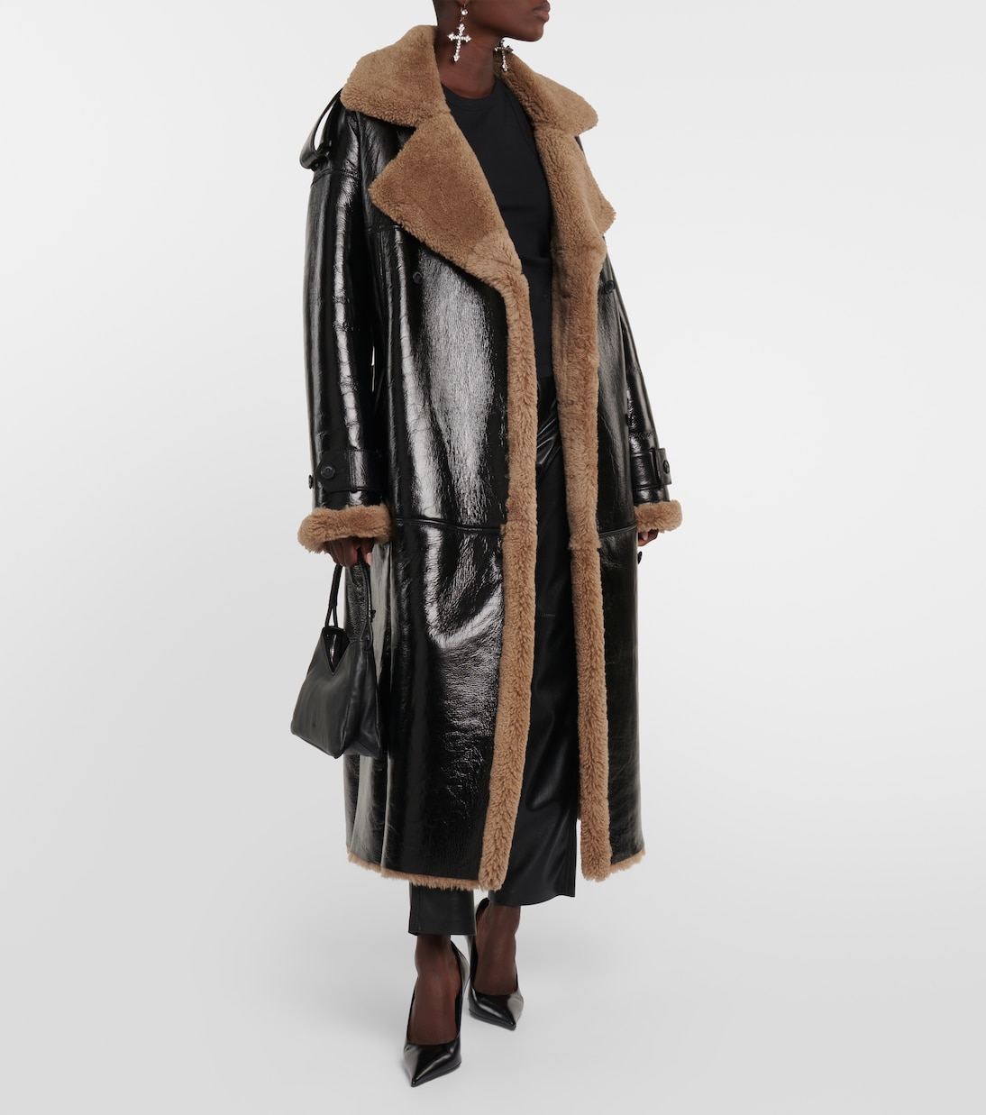 Jordan shearling-trimmed leather coat | The Mannei