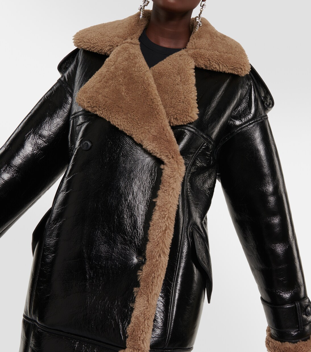 Jordan shearling-trimmed leather coat | The Mannei