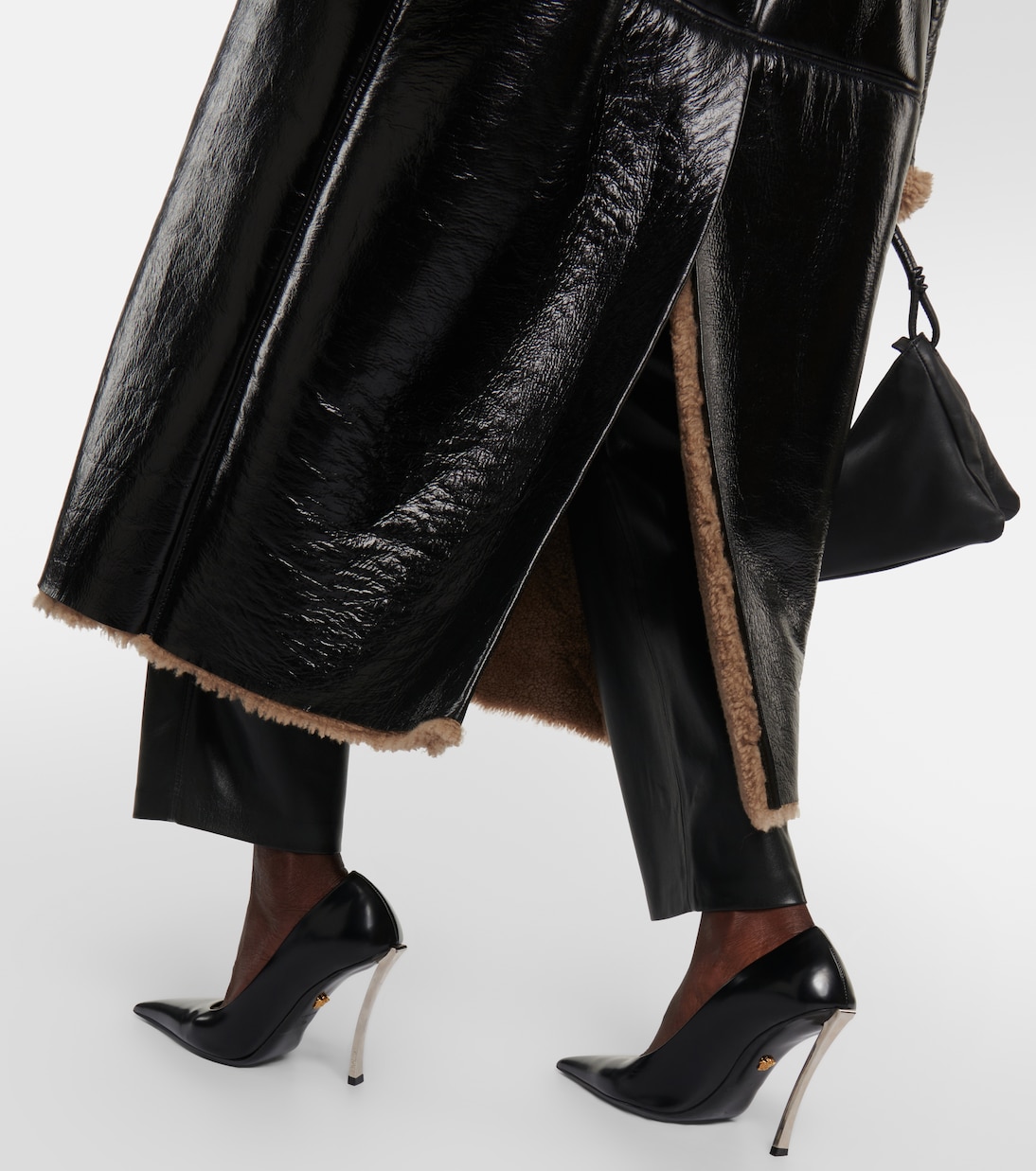 Jordan shearling-trimmed leather coat | The Mannei