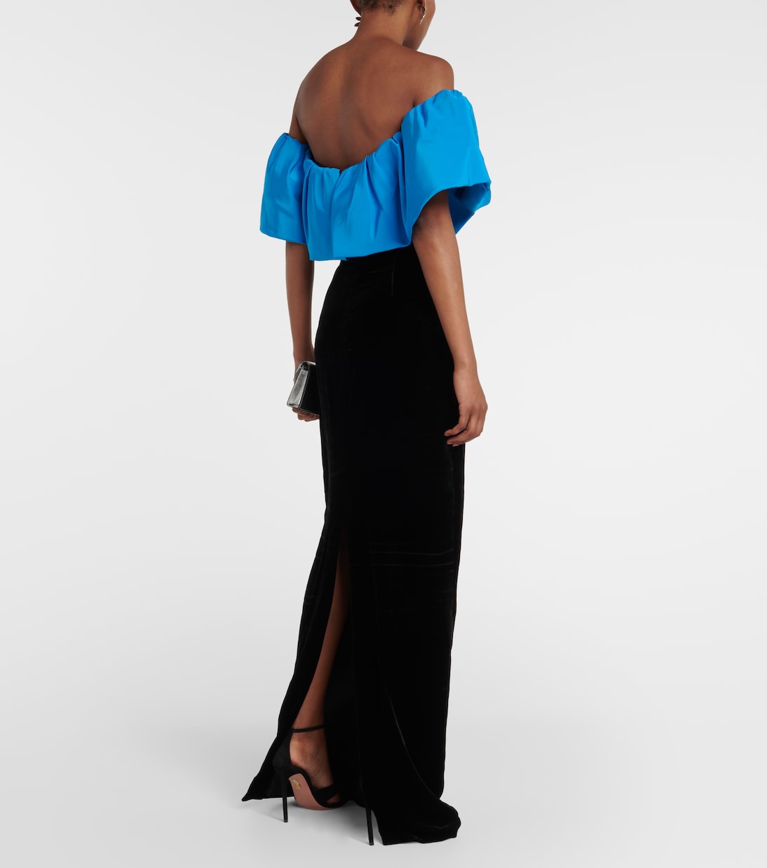 Abito lungo in taffetà con volant | Monique Lhuillier