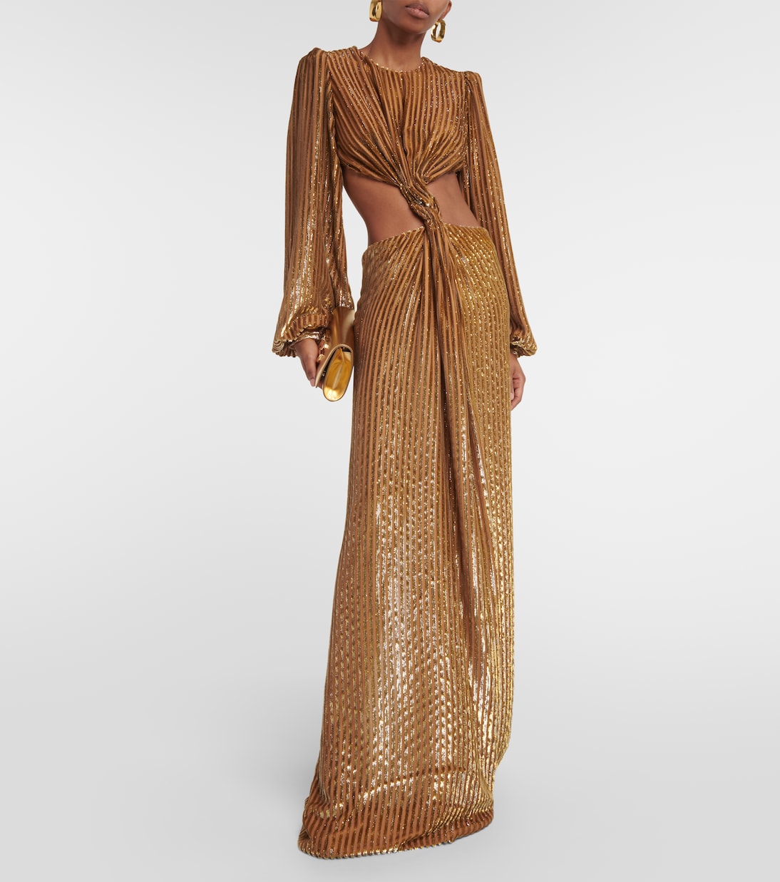 Robe longue Galena rayée en fil coupé | Costarellos