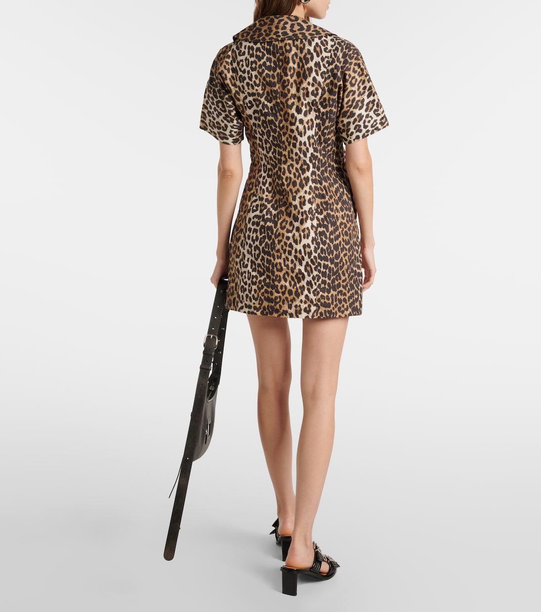 Leopard-print cotton wrap dress | Ganni