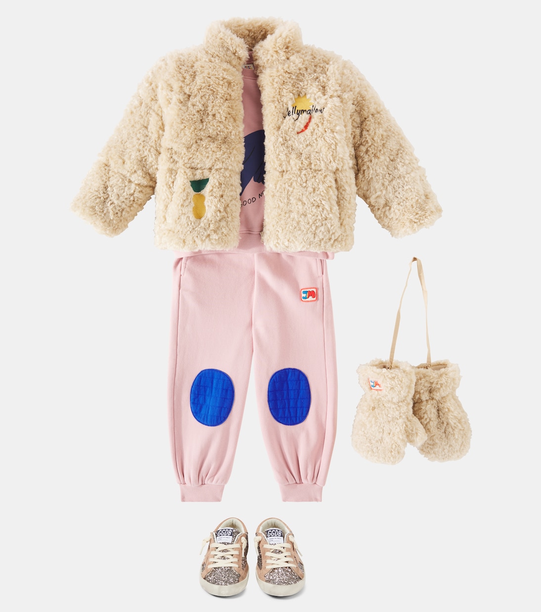 Logo faux fur mittens | Jellymallow