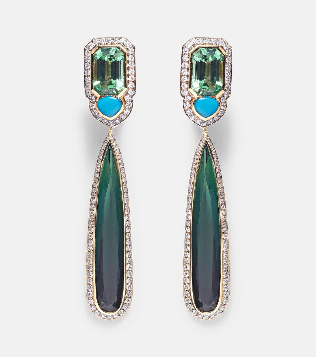 Quarta 18kt gold earrings with diamonds and gemstones | Marina B