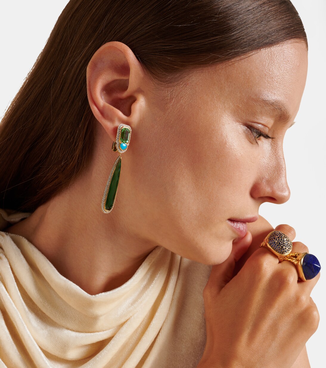 Quarta 18kt gold earrings with diamonds and gemstones | Marina B