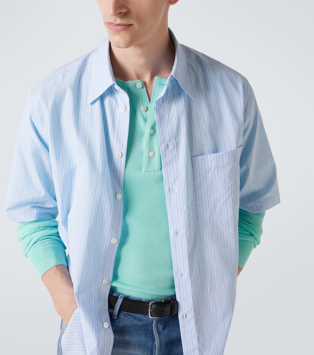 Ribbed-knit cotton Henley shirt | Auralee