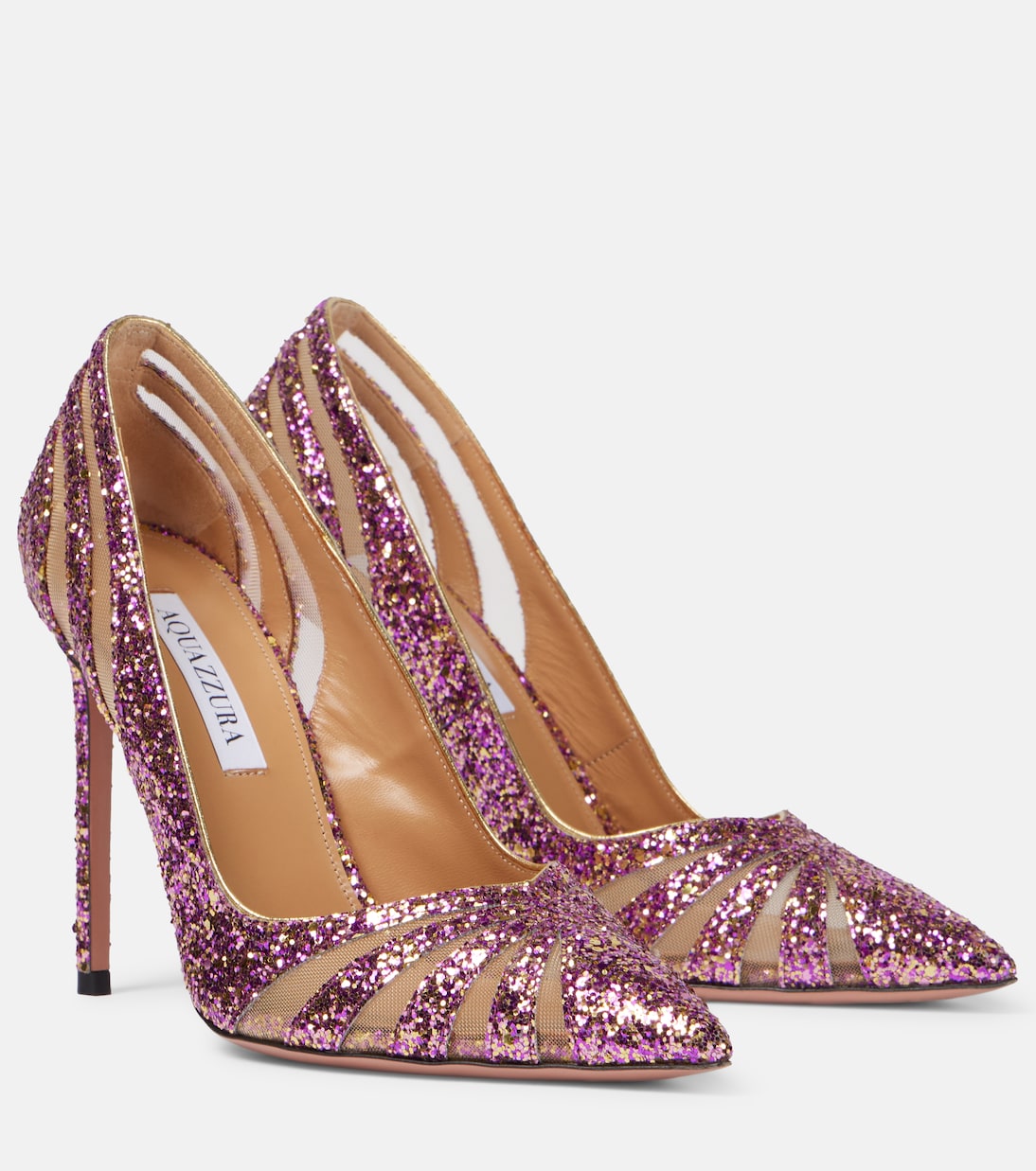 The Spy 105 glitter mesh pumps | Aquazzura