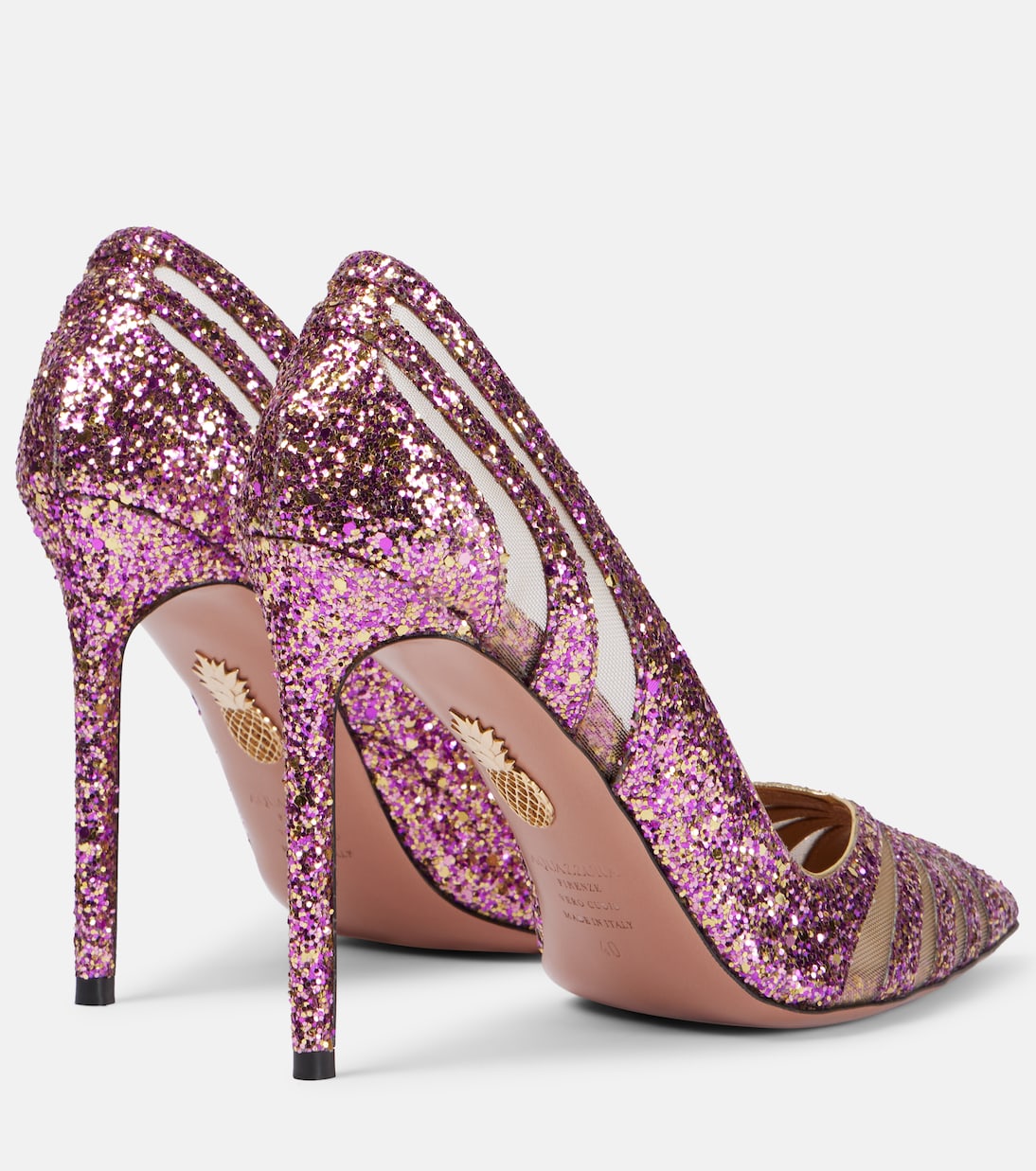 The Spy 105 glitter mesh pumps | Aquazzura