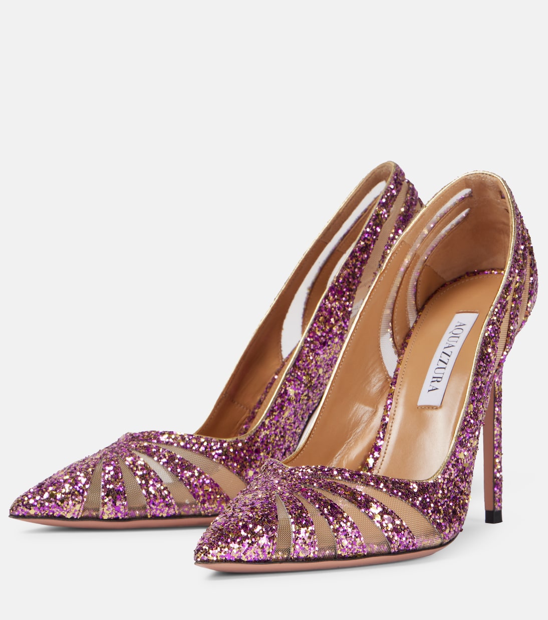 The Spy 105 glitter mesh pumps | Aquazzura