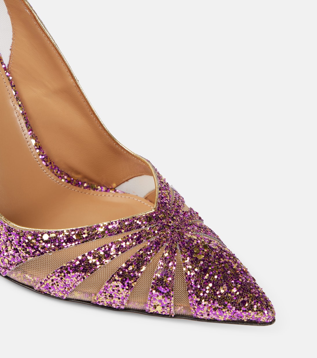 The Spy 105 glitter mesh pumps | Aquazzura