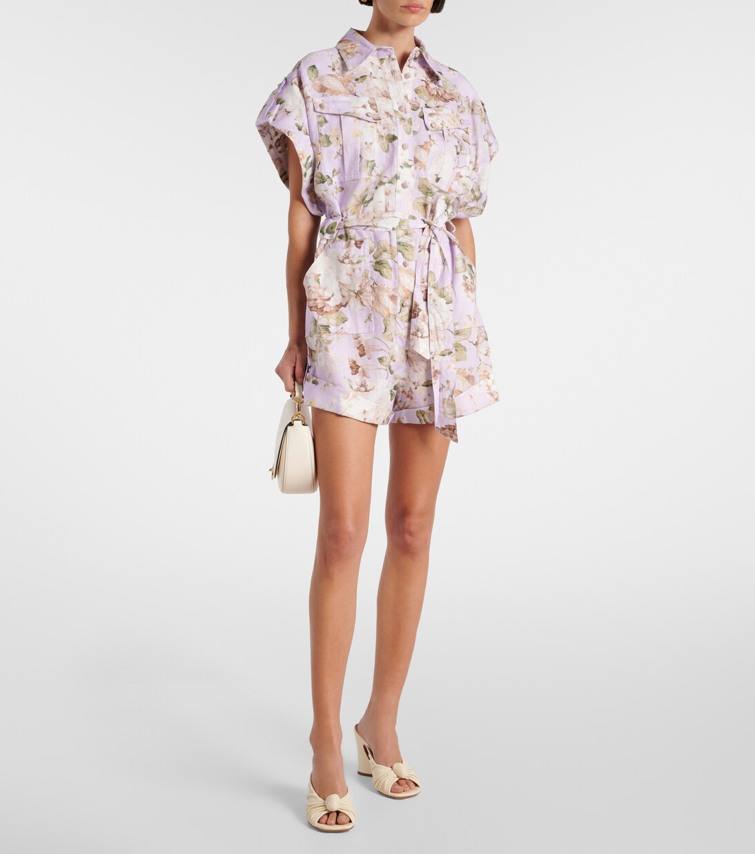 Jumpsuit corta Acacia in lino con stampa | Zimmermann