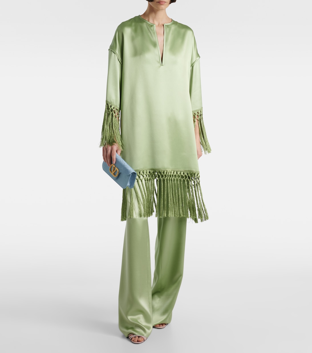 Pantalon ample à taille haute en soie | Valentino