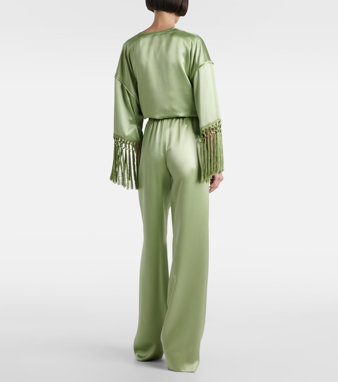 Pantalon ample à taille haute en soie | Valentino