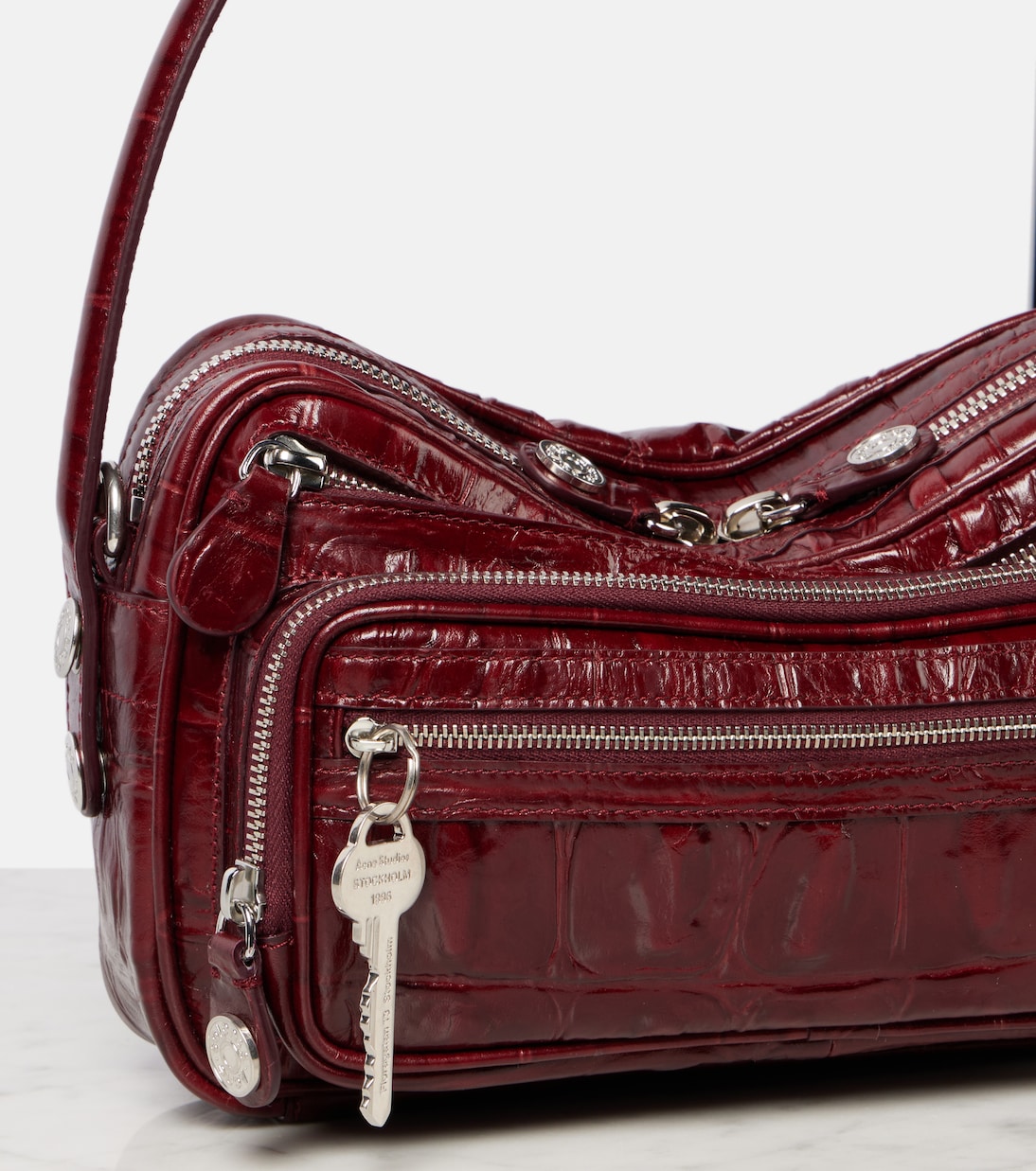Camero croc-effect leather shoulder bag | Acne Studios