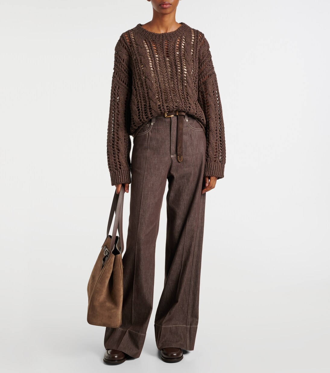 Jeans anchos de tiro medio | Brunello Cucinelli