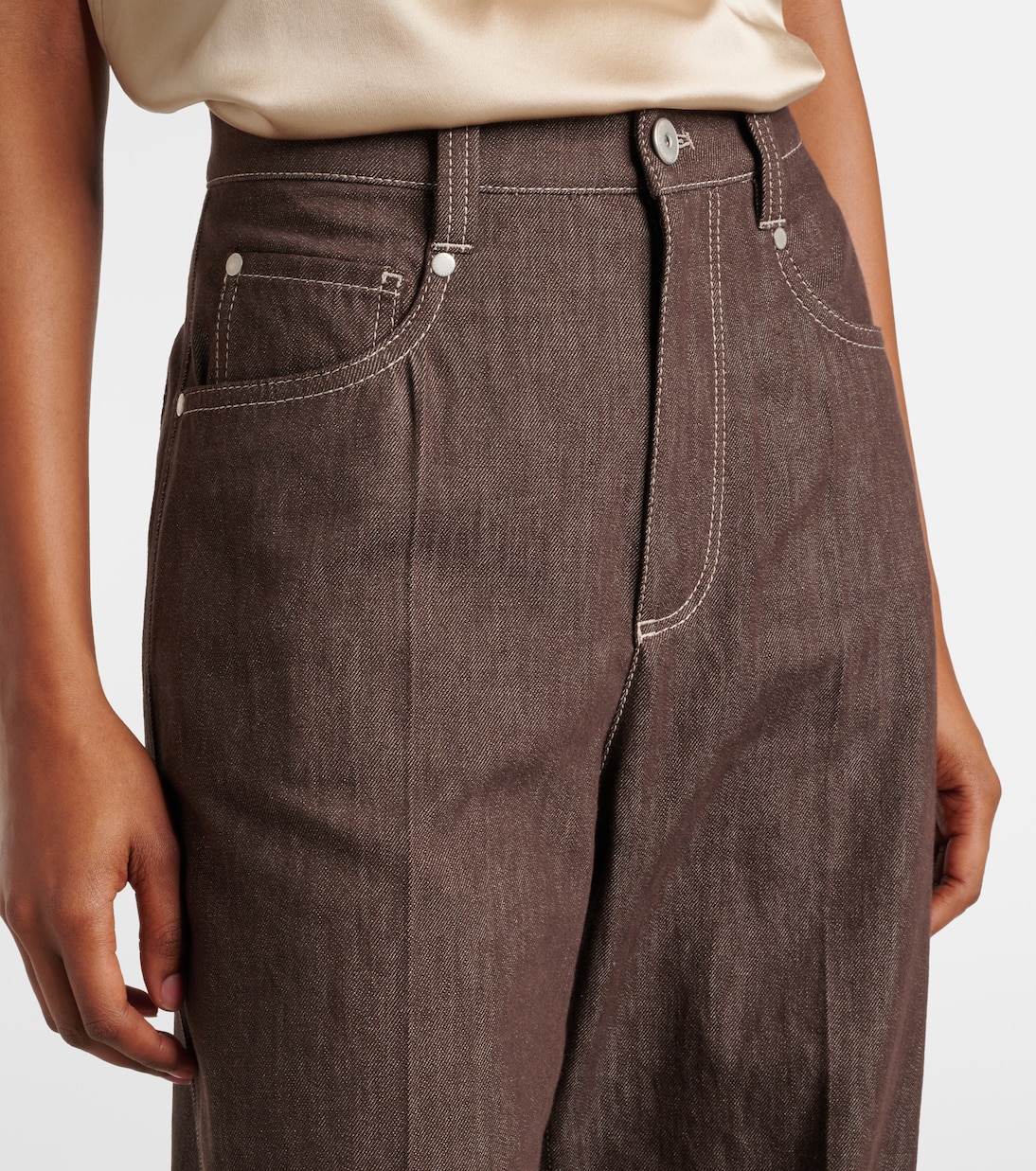 Jeans anchos de tiro medio | Brunello Cucinelli