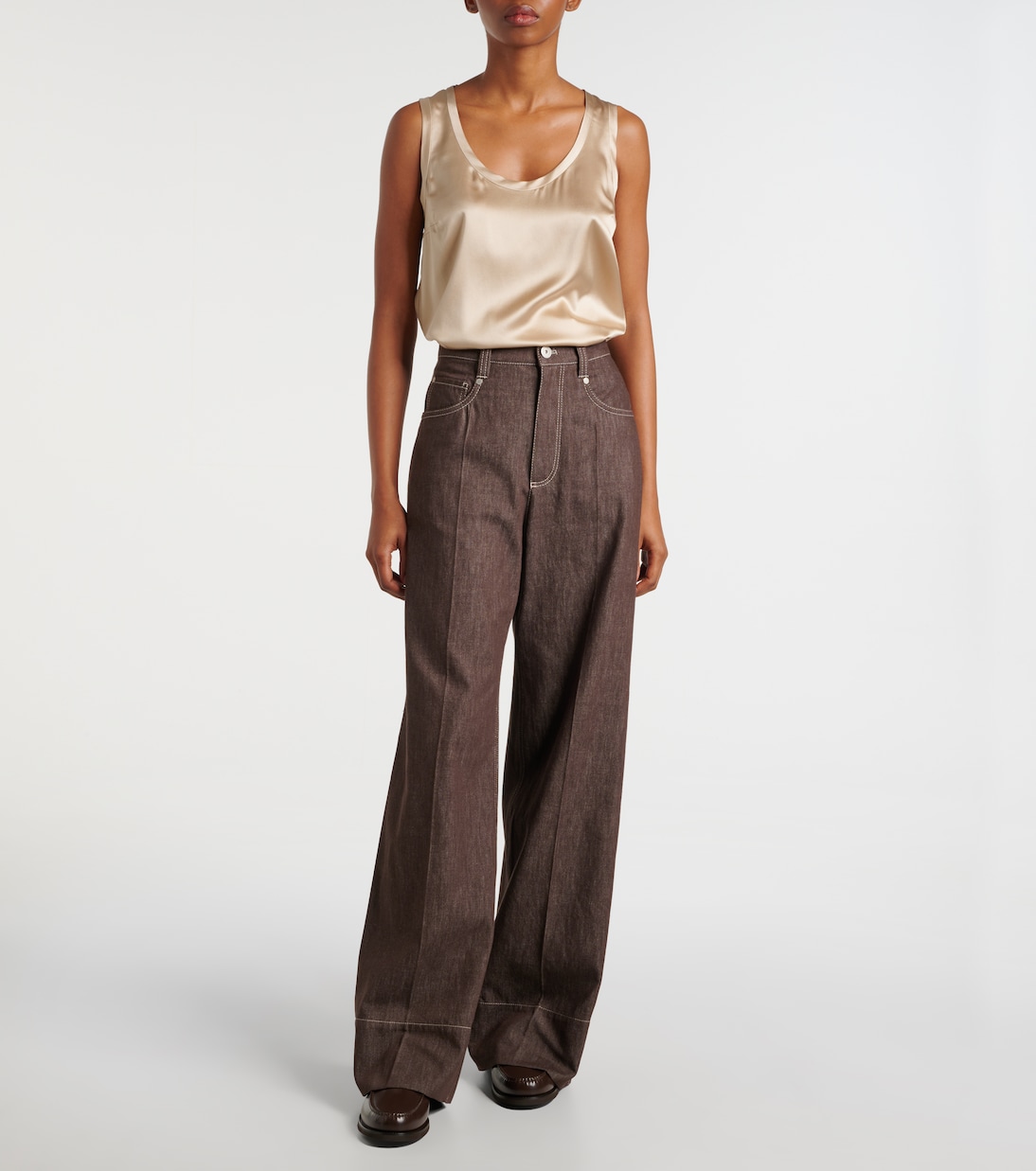 Jeans anchos de tiro medio | Brunello Cucinelli