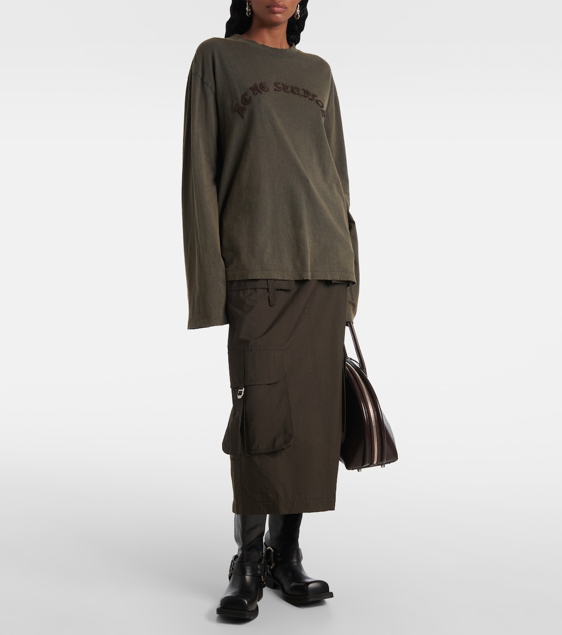 Falda midi en mezcla de algodón  | Acne Studios