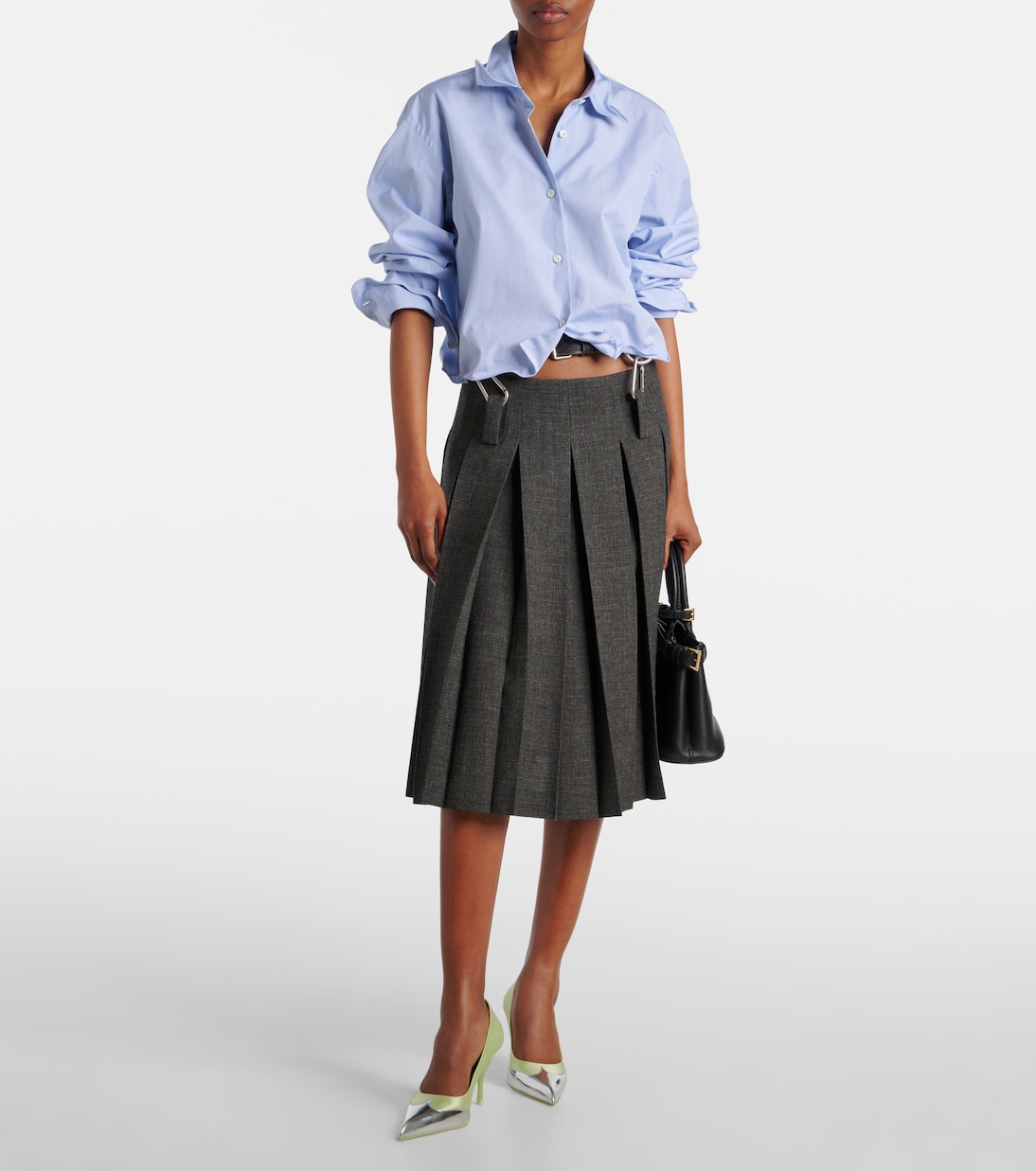 Pumps 85 aus Satin und Metallic-Leder | Prada