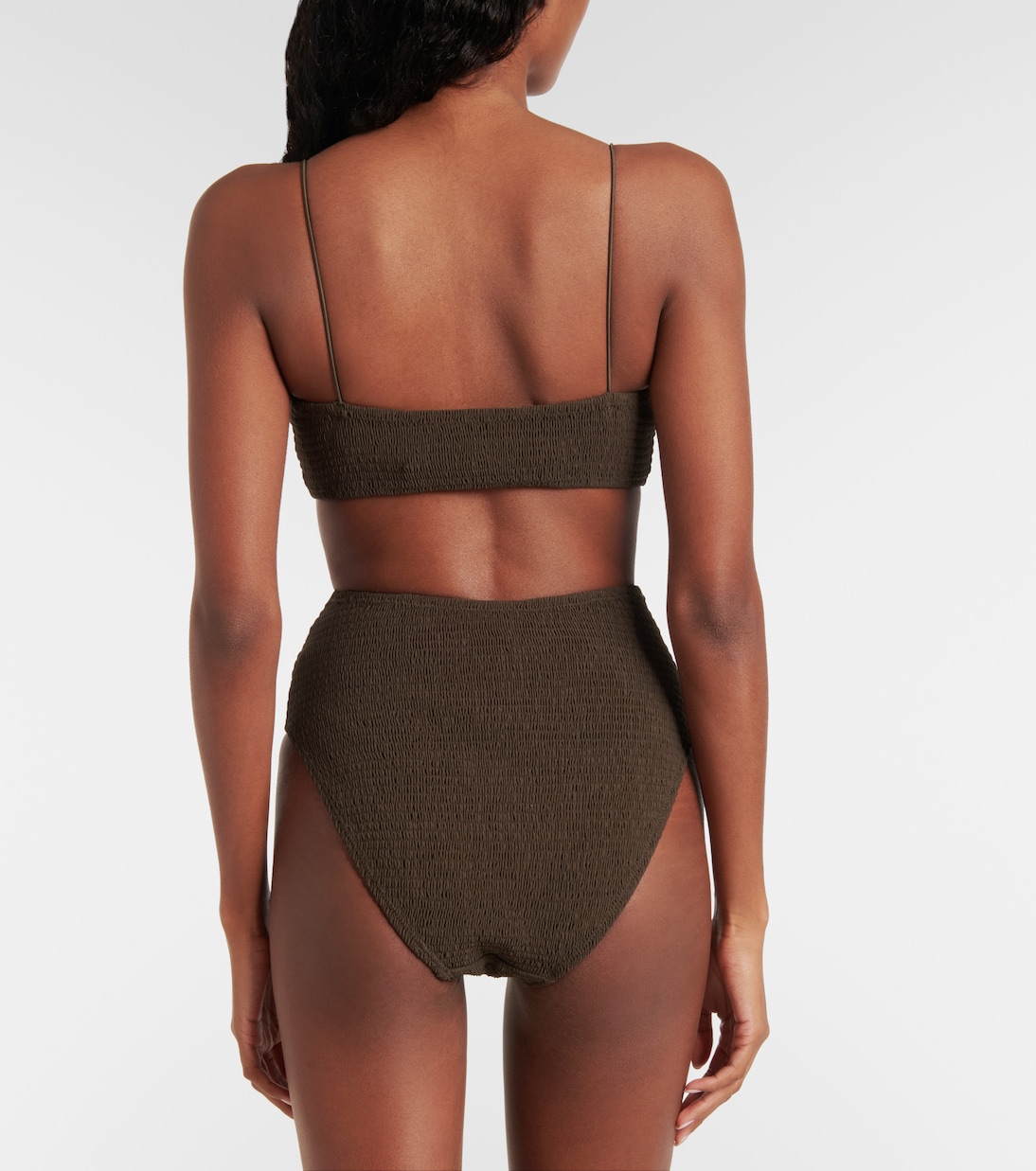 Shirred jersey bikini top | Toteme