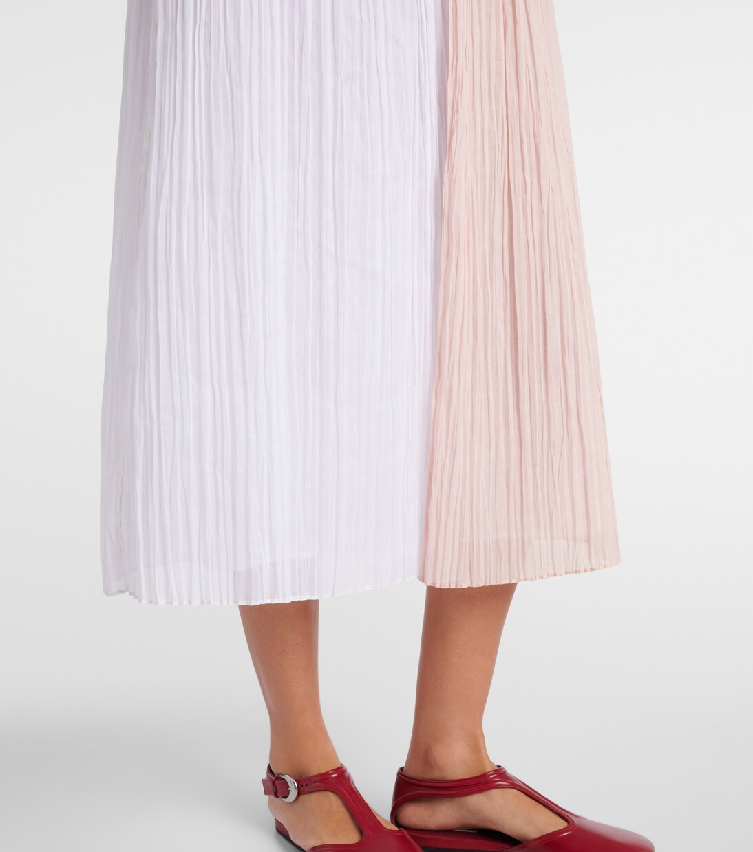 Pleated cotton organza muslin midi dress | Jil Sander