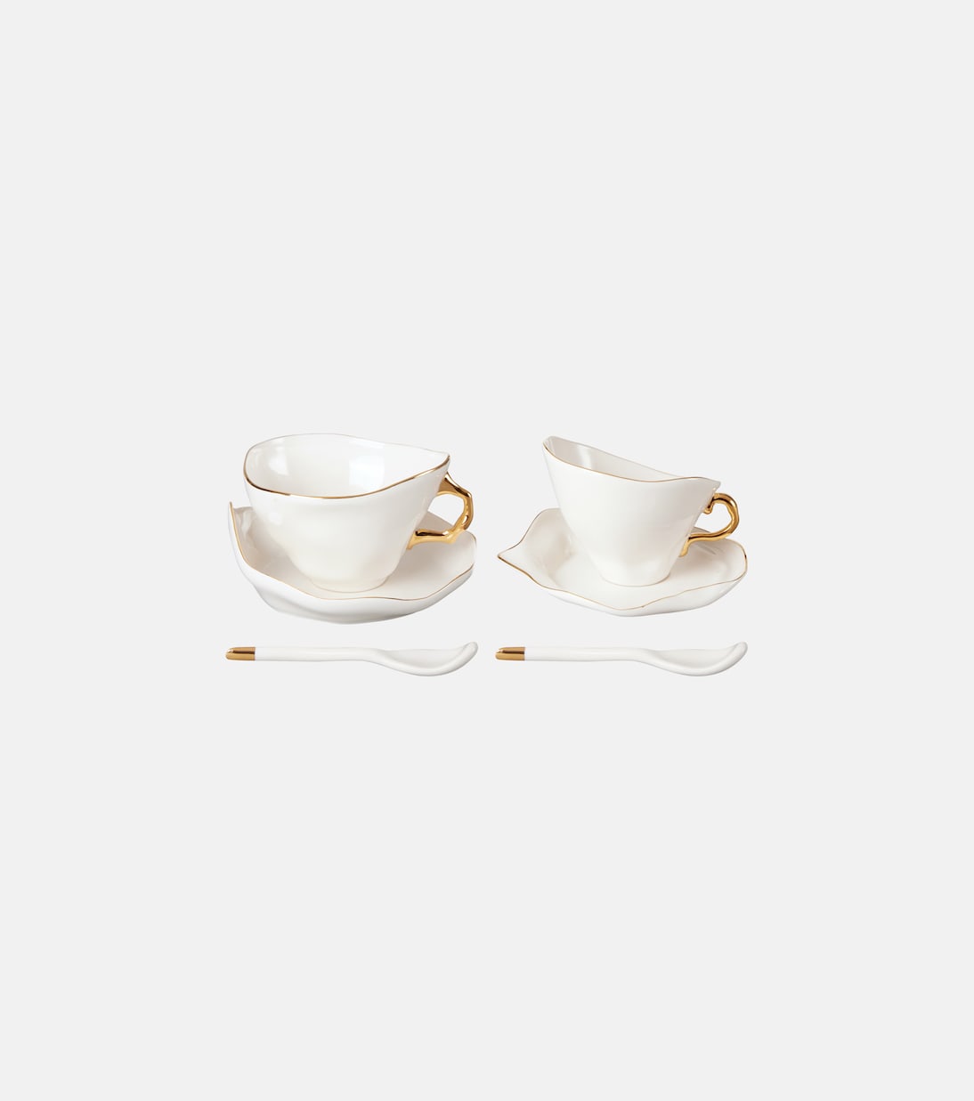 Meltdown set of 2 teacups, saucers, and spoons by JordanLuca | Seletti