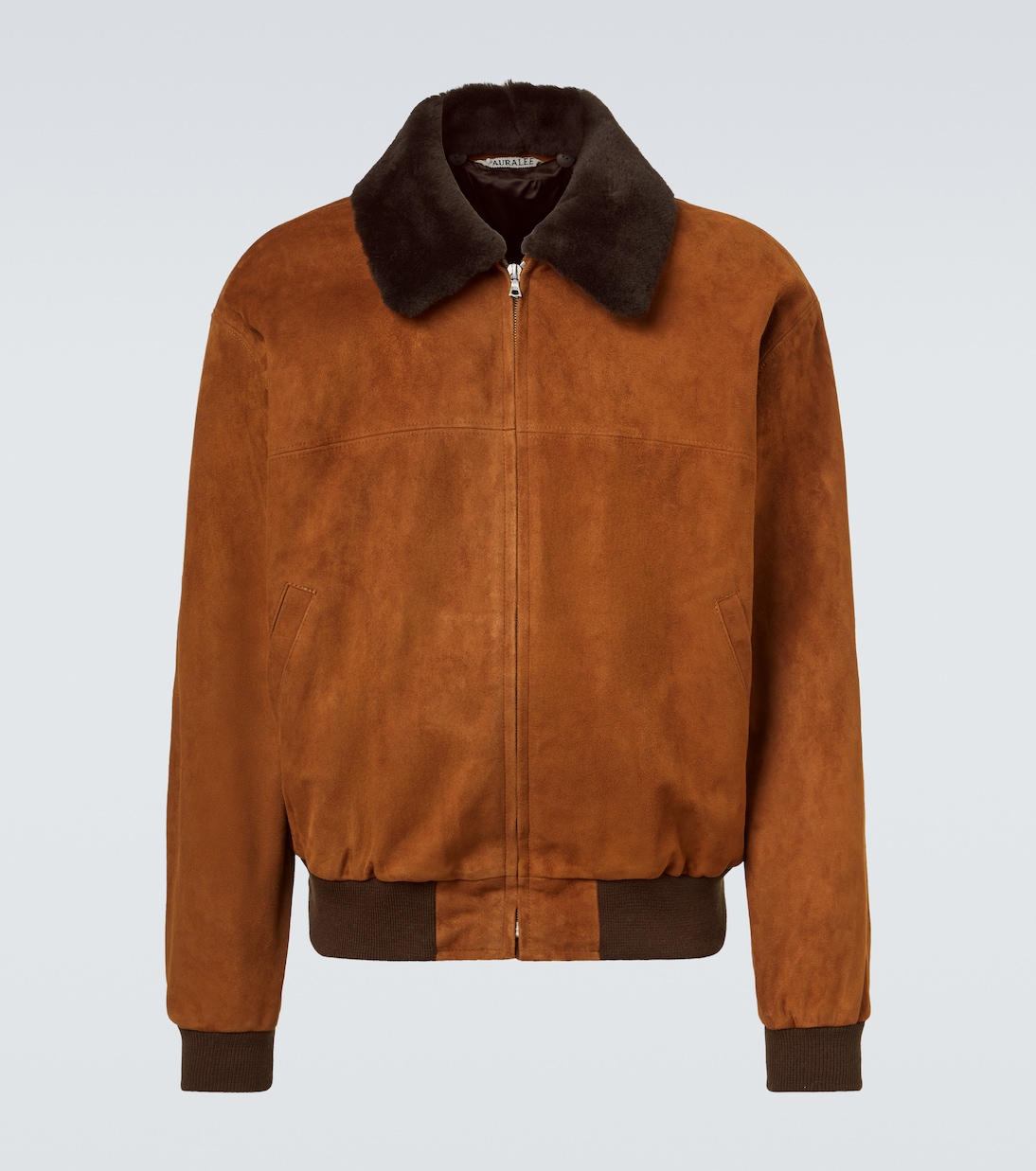 Shearling-trimmed suede blouson jacket | Auralee