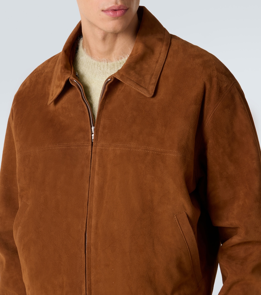 Shearling-trimmed suede blouson jacket | Auralee