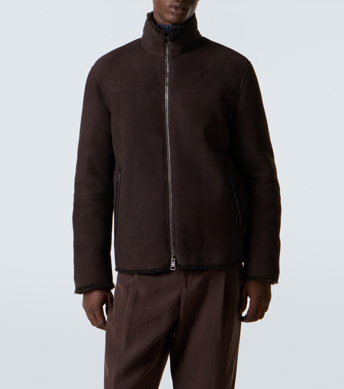 Shearling-trimmed suede jacket | Herno