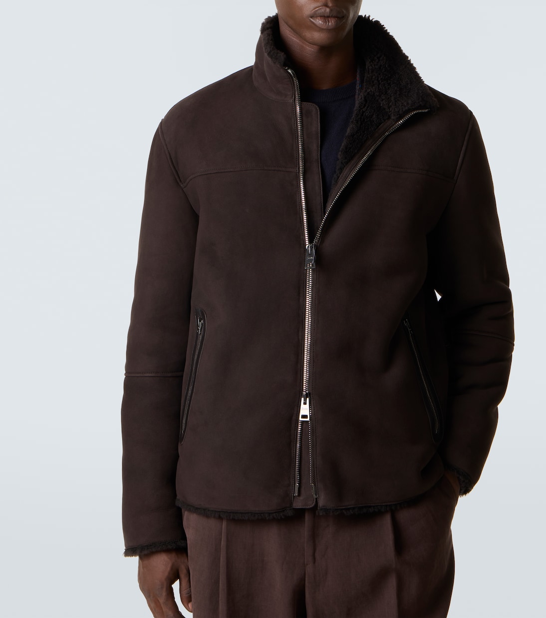 Shearling-trimmed suede jacket | Herno