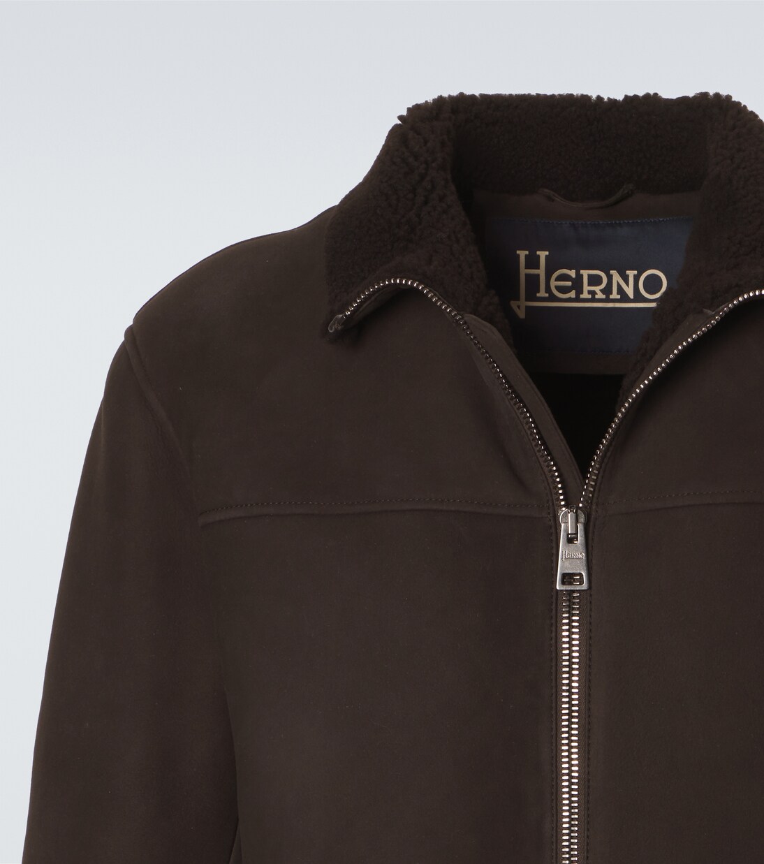 Shearling-trimmed suede jacket | Herno