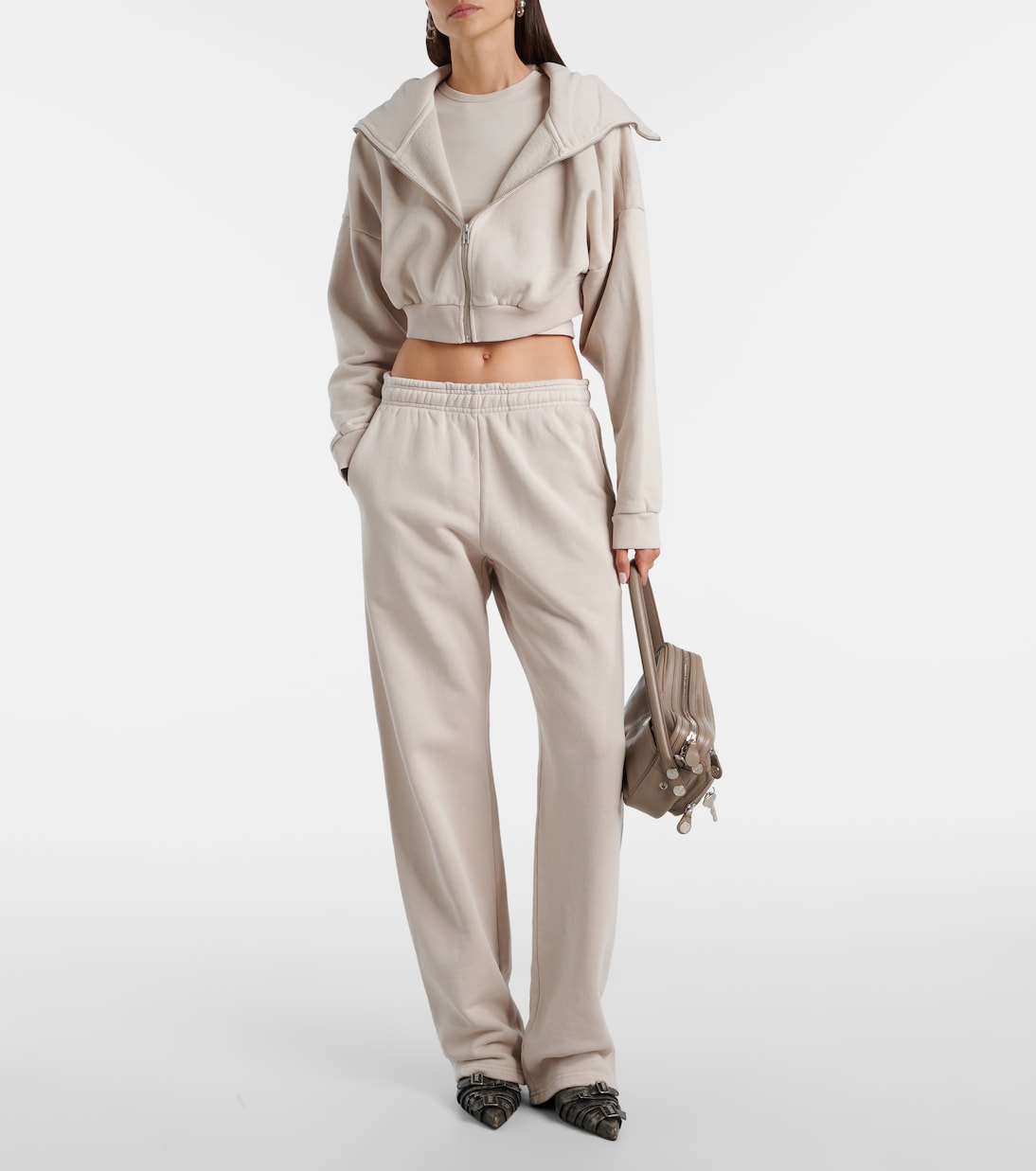 拉链短款棉质帽衫 | Entire Studios