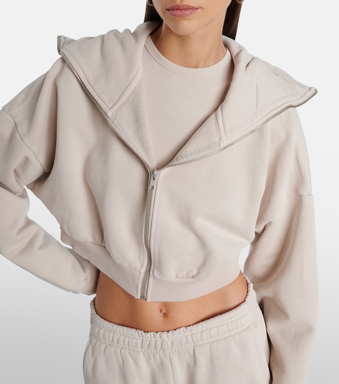 拉链短款棉质帽衫 | Entire Studios