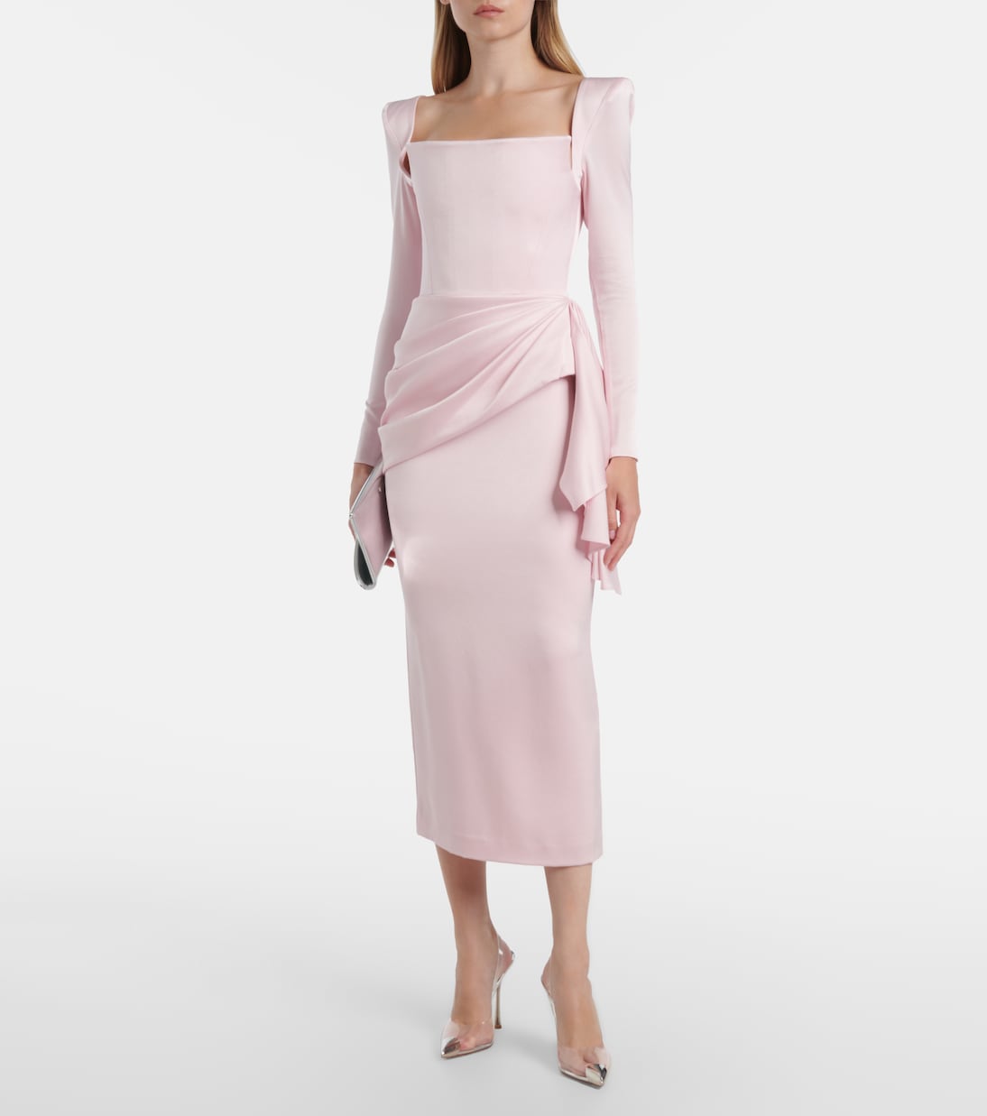 Vestido de cóctel de crepé satén drapeado | Alex Perry