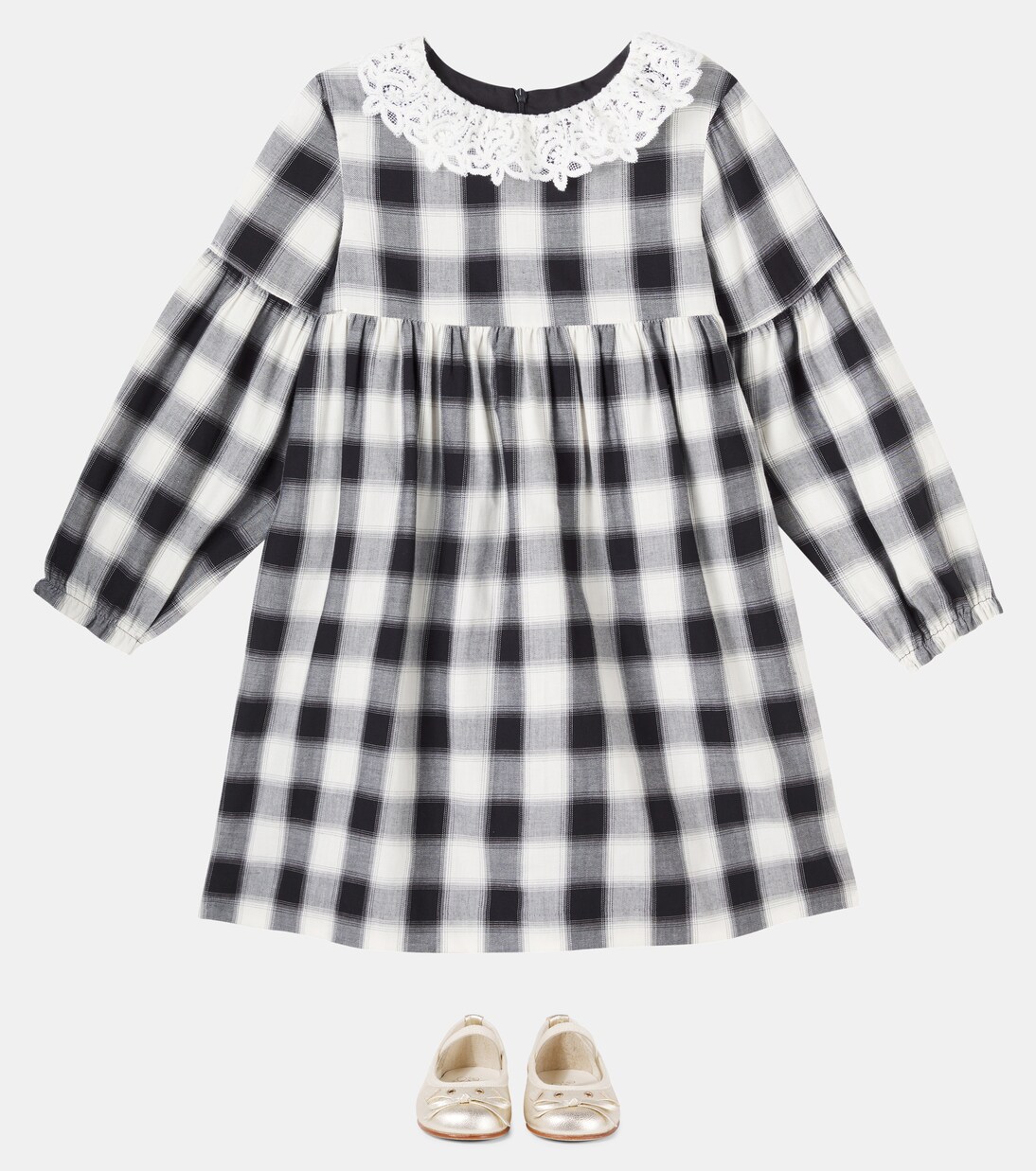 Abito in cotone a quadri con pizzo | Tartine et Chocolat