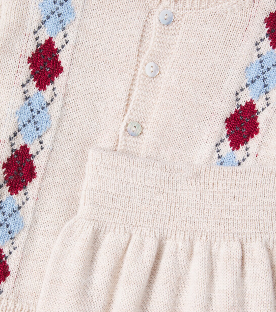 Baby argyle virgin wool cardigan and pants set | La Coqueta