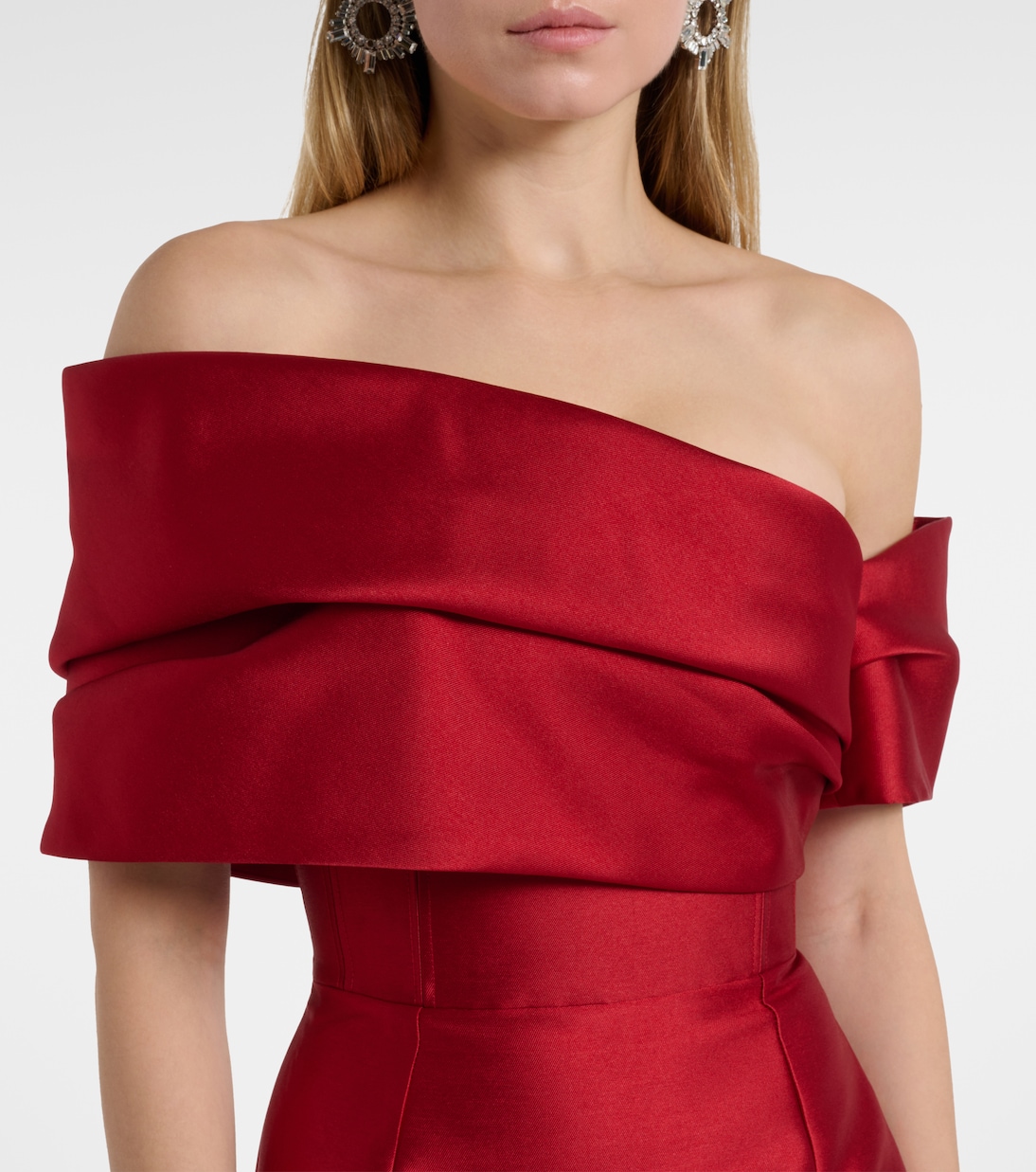 Mirla off-shoulder satin cocktail dress | Solace London