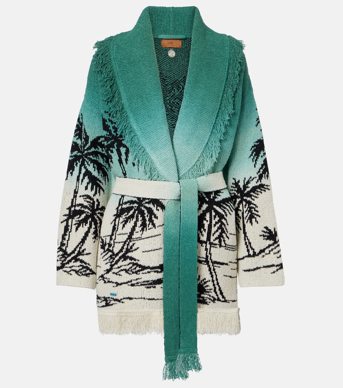 Wave Bloom fringed cotton-blend jacquard cardigan | Alanui